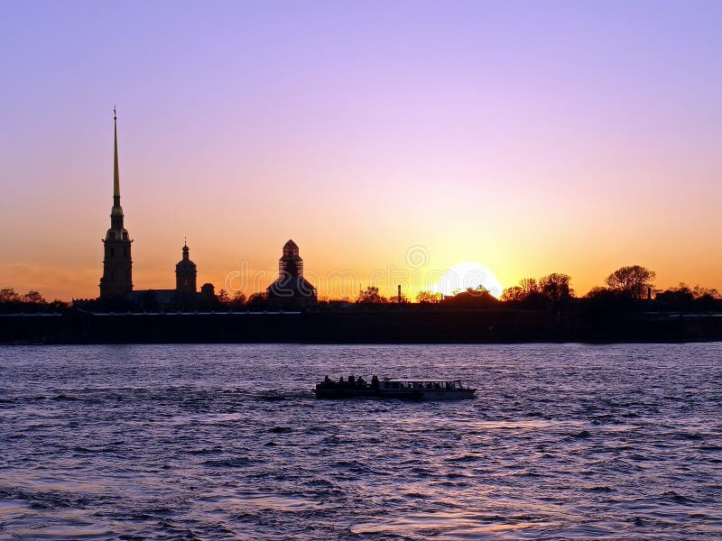 Sunset on neva river. st-petersburg. russia. Sunset on neva river. st-petersburg. russia