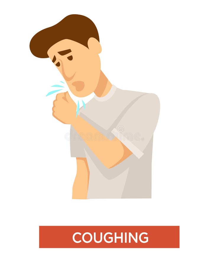 Tuberculosis symptom, man coughing, lung infection isolated icon vector illustration