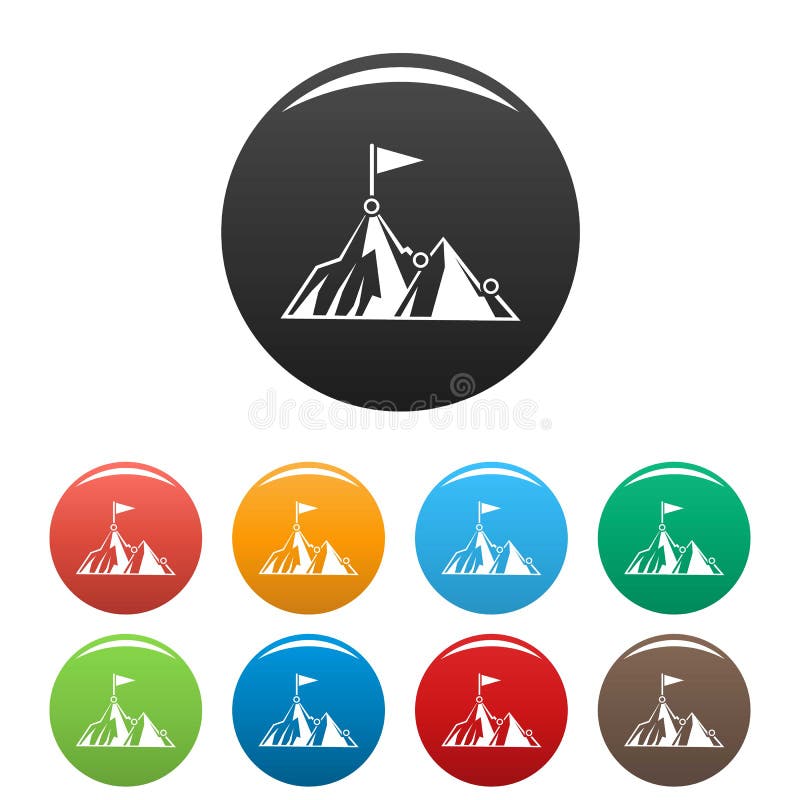 Couleur d'ensemble d'icônes de cible de montagne d'affaires illustration de vecteur Couleur d'ensemble d'icônes de cible de montagne d'affaires illustration de vecteur