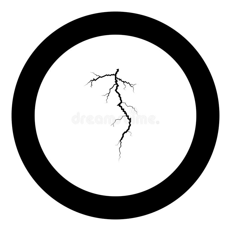 Couleur de noir d'icône de fente d'orage en cercle rond illustration stock Couleur de noir d'icône de fente d'orage en cercle rond illustration stock
