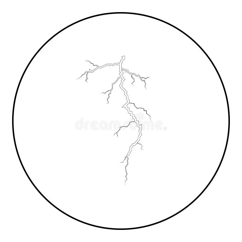 Couleur de noir d'icône de fente d'orage en cercle rond illustration libre de droits Couleur de noir d'icône de fente d'orage en cercle rond illustration libre de droits