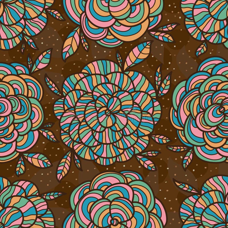 Illustration drawing circle flower stylish color brown color background seamless pattern texture textile wallpaper element. Illustration drawing circle flower stylish color brown color background seamless pattern texture textile wallpaper element.