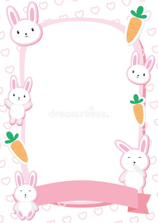 Couleur mignonne de Bunny Frame Vector With Pink illustration stock Couleur mignonne de Bunny Frame Vector With Pink illustration stock