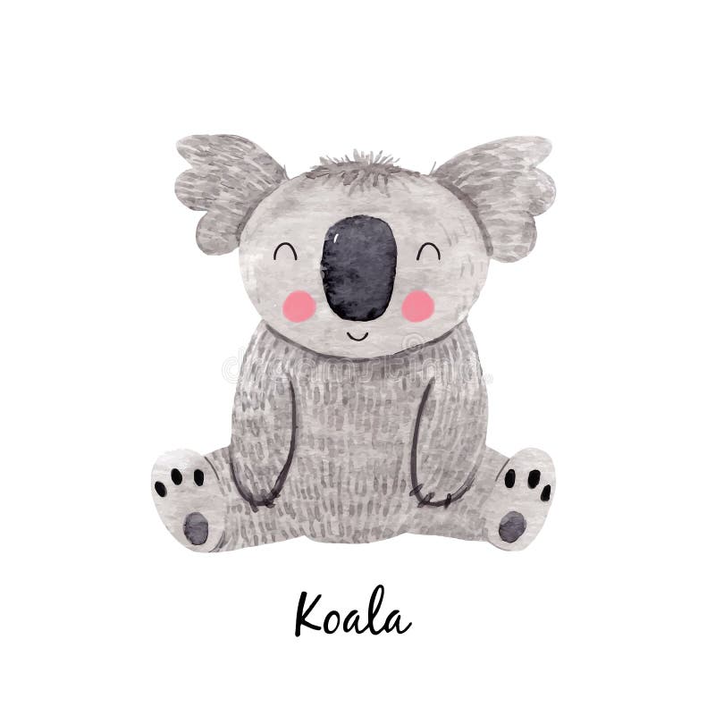 Couleur vectorielle de l'eau de l'ours koala australien pour bébés illustration pour enfants