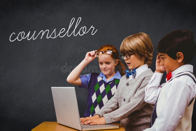 Counsellor against blackboard royalty free stock photography