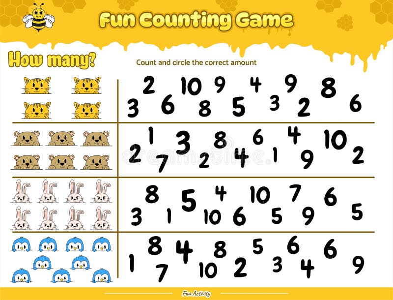 Count and circle the correct number Beehive theme stock illustration