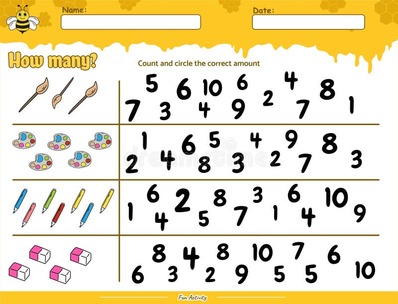 Count and circle the correct number Beehive theme royalty free illustration