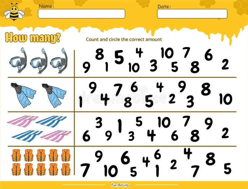 Count and circle the correct number Beehive theme royalty free illustration