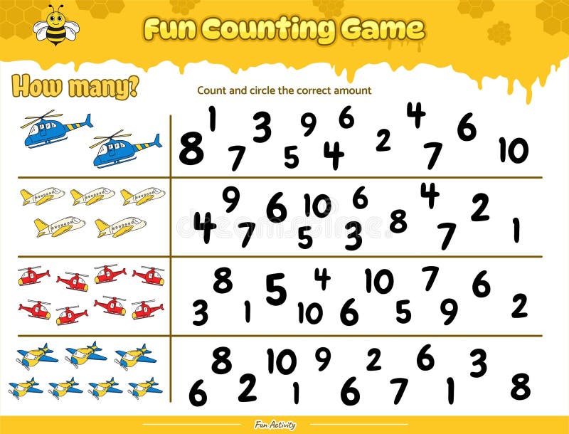 Count and circle the correct number Beehive theme vector illustration