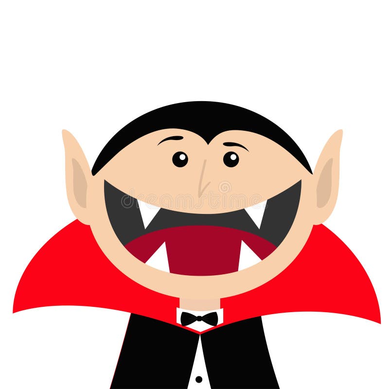 Count Dracula Head Face Wearing Black and Red Cape. Cute Cartoon ...