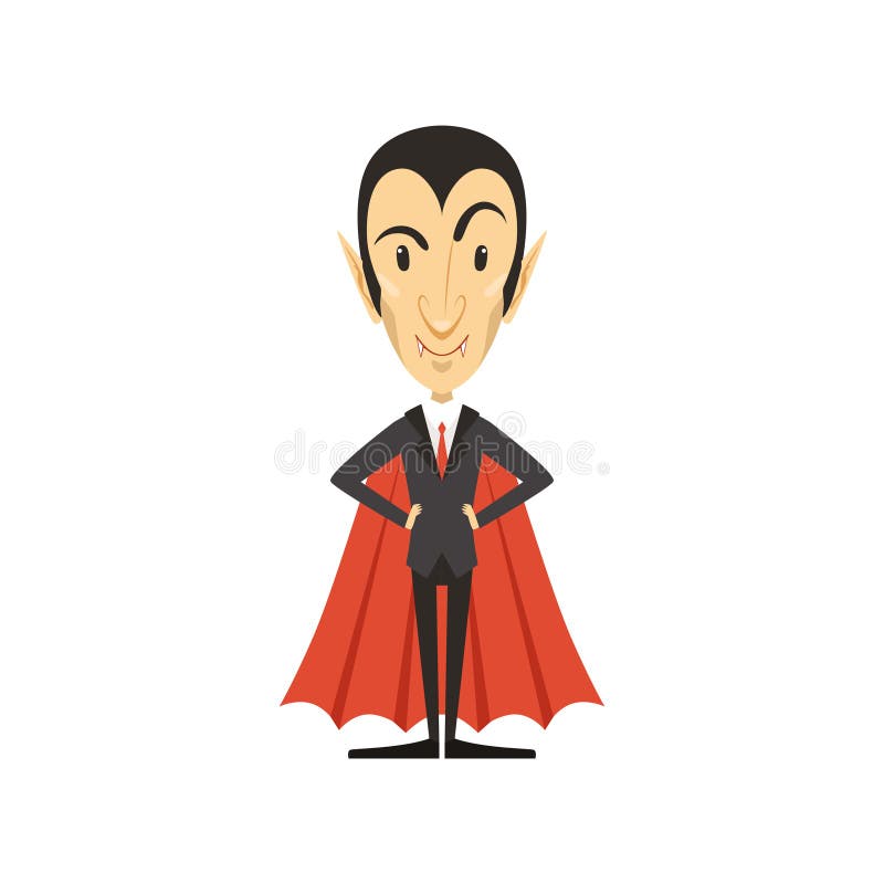 Count Dracula, Vampire Standing in Suit and Red Cape Stock Vector ...