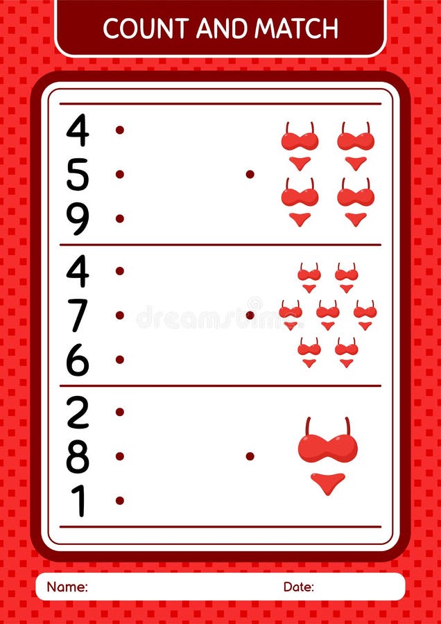 Count and Match Game with Underwear. Worksheet for Preschool Kids, Kids