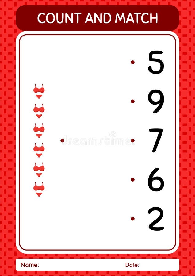 Count and Match Game with Underwear. Worksheet for Preschool Kids, Kids