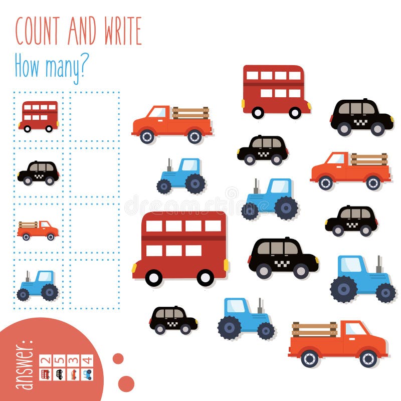 Count and write worksheet. How many vector illustration Count and write worksheet. How many vector illustration
