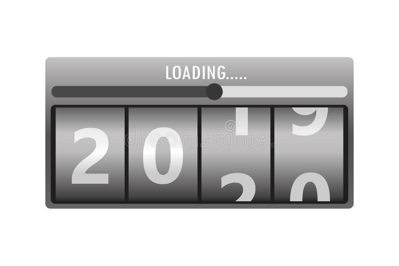 Countdown Calendar,loading Process with Year 2019 and 2020. Happy New