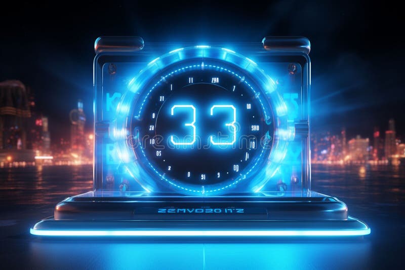 Countdown clock with bold numbers and glowing. generative ai