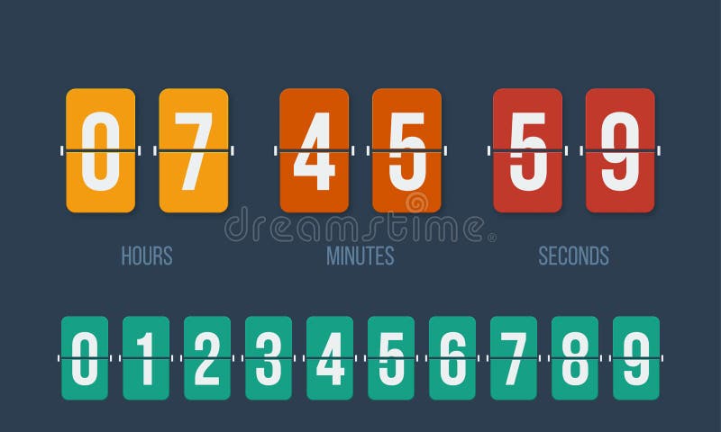 Countdown clock flip counter vector digital timer stock illustration