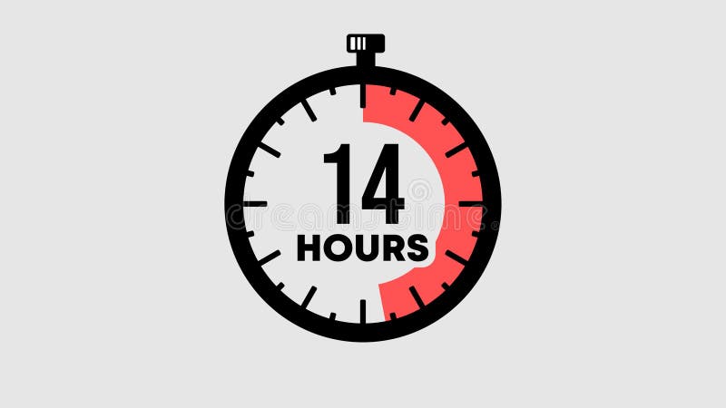Countdown 14 hours graphic animation. Alpha channel. Transparent background motion design royalty free illustration