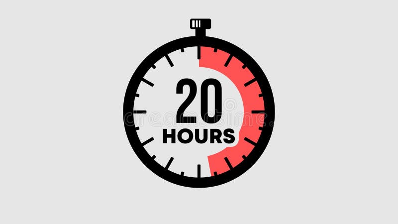 Countdown 20 hours graphic animation. Alpha channel. Transparent background motion design stock illustration