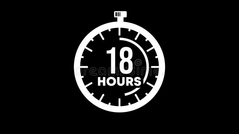 Countdown 18 hours graphic animation. Alpha channel. Transparent background motion design stock illustration