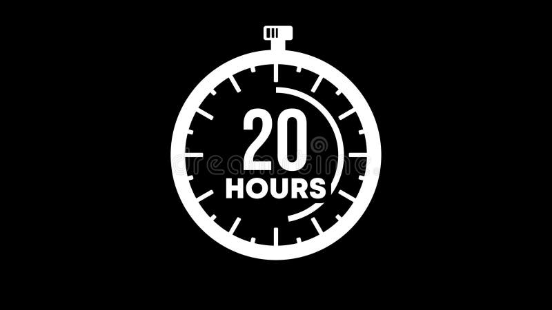 Countdown 20 hours graphic animation. Alpha channel. Transparent background motion design vector illustration