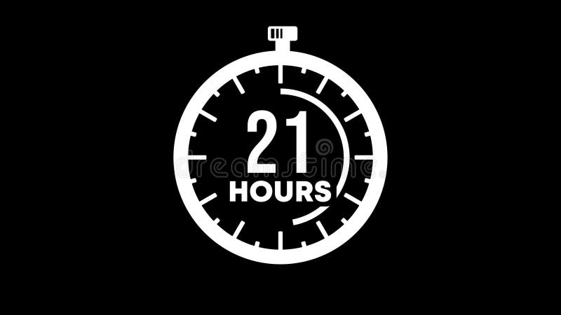 Countdown 21 hours graphic animation. Alpha channel. Transparent background motion design vector illustration