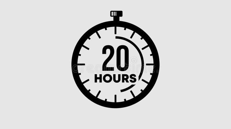 Countdown 20 hours graphic animation. Alpha channel. Transparent background motion design vector illustration