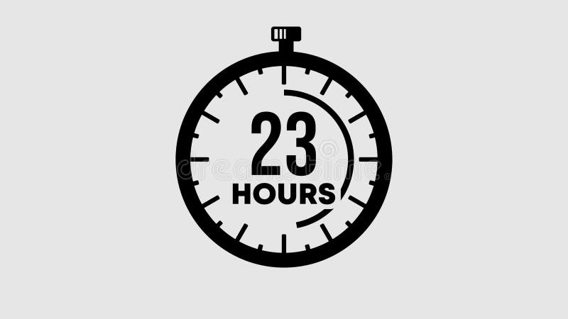 Countdown 23 hours graphic animation. Alpha channel. Transparent background motion design vector illustration