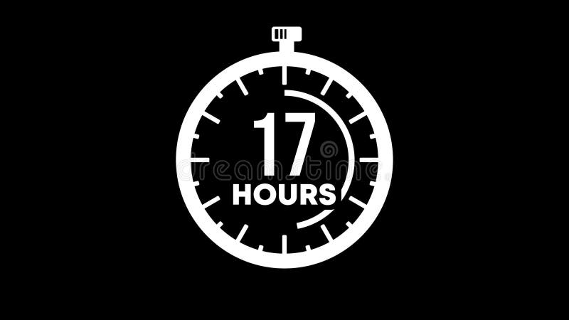 Countdown 17 hours graphic animation. Alpha channel. Transparent background motion design vector illustration