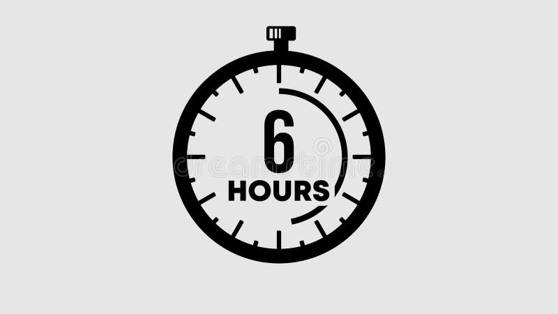 Countdown 6 hours graphic animation. Alpha channel. Transparent background motion design royalty free illustration