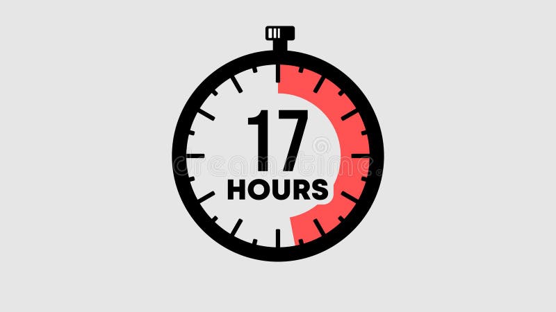 Countdown 17 hours graphic animation. Alpha channel. Transparent background motion design vector illustration
