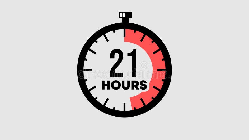 Countdown 21 hours graphic animation. Alpha channel. Transparent background motion design vector illustration