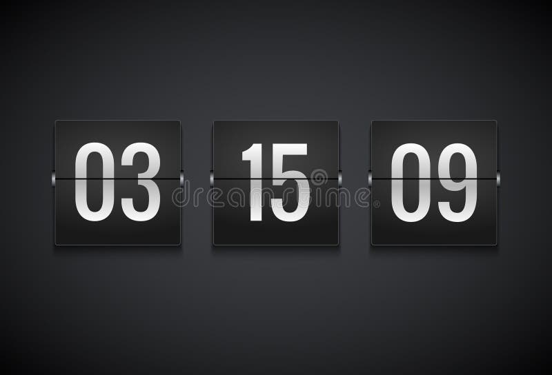 Countdown timer clock counter. Flip vector timer template. Display information of minute, hour. Scoreboard info