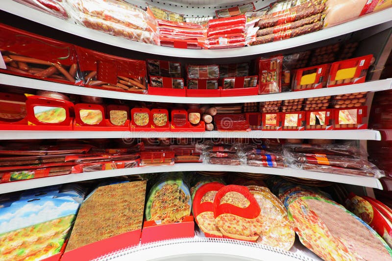 Counter in supermarket stock photo