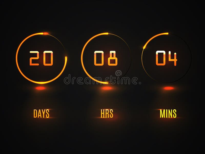 Counter Timer. Countdown website vector template digital clock timer background. Neon glow on a dark background. Vector template 1 vector illustration