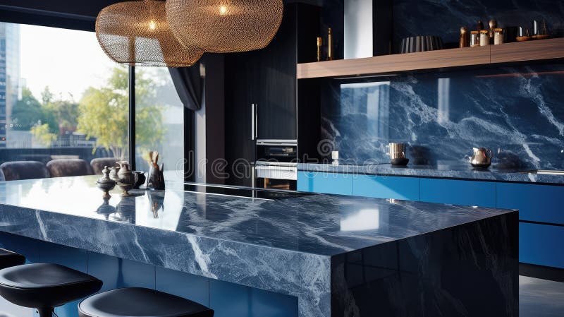 Countertop blue background marble vector illustration