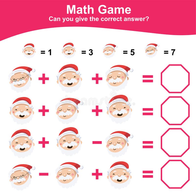 Counting and writing game worksheet for kids with Christmas theme royalty free illustration
