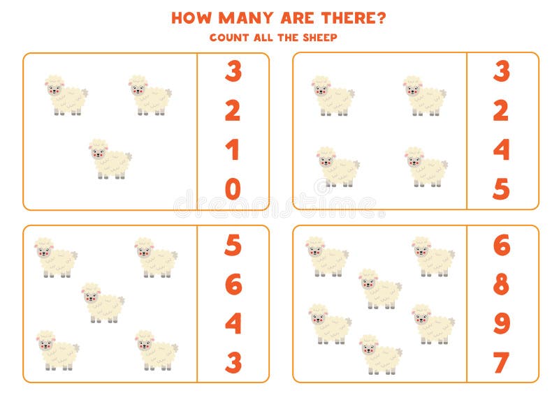 counting-game-with-farm-sheep-math-worksheet-stock-vector-illustration-of-math-mammal