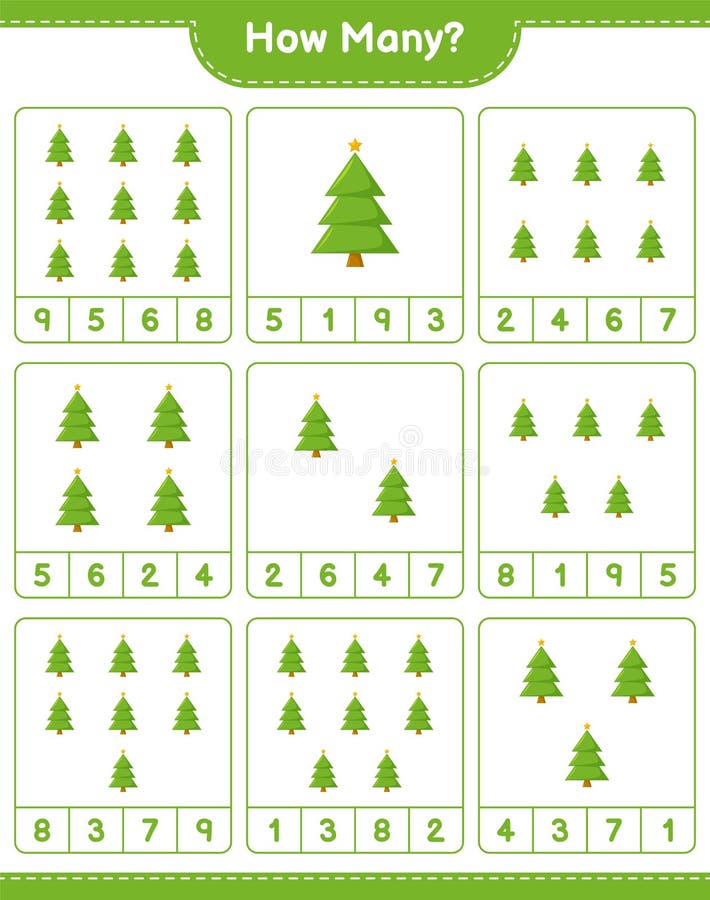 Counting Game, How Many Christmas Tree. Educational Children Game