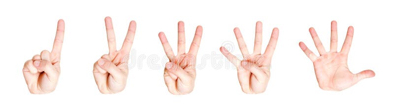 Counting hand signs from one to five