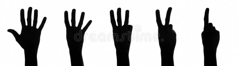 One to five fingers count signs isolated on white background. One to five fingers count signs isolated on white background