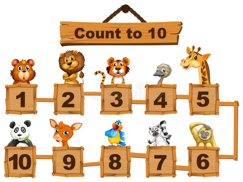 Counting Numbers One To Ten with Animals Stock Vector - Illustration of drawing, font: 91140800 Counting Numbers One To Ten with Animals Stock Vector - Illustration of drawing, font: 91140800