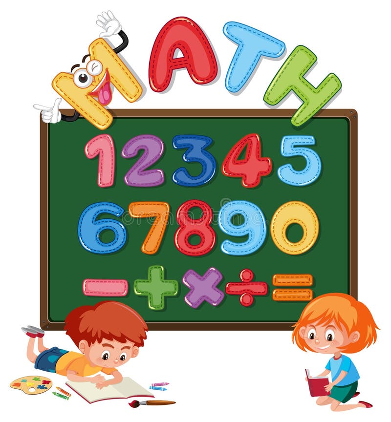 Counting Numbers From Zero To Nine And Math Symbols Stock Vector