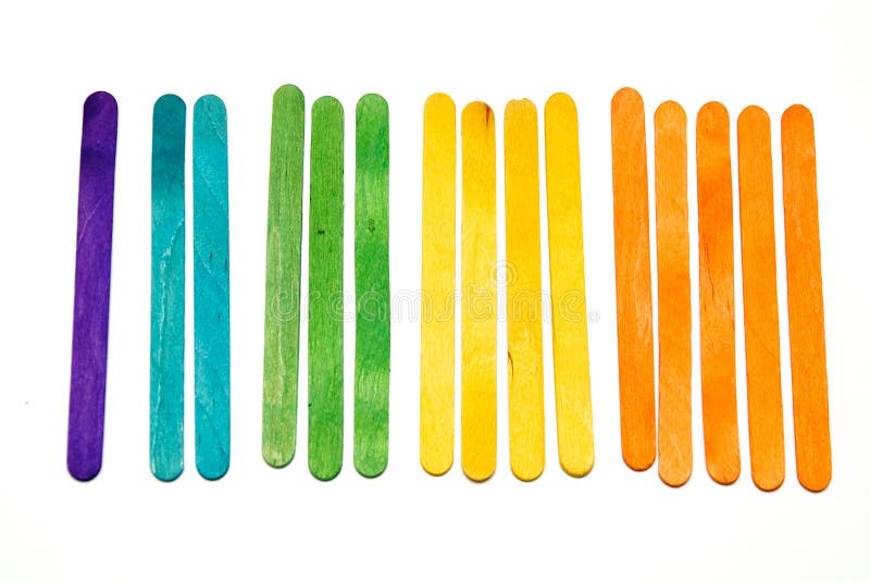 Popsicle Sticks Rainbow Color Isolated White Stock Photo