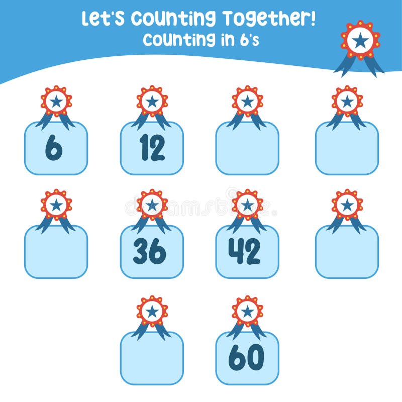 Math activity, count and write the missing numbers vector illustration