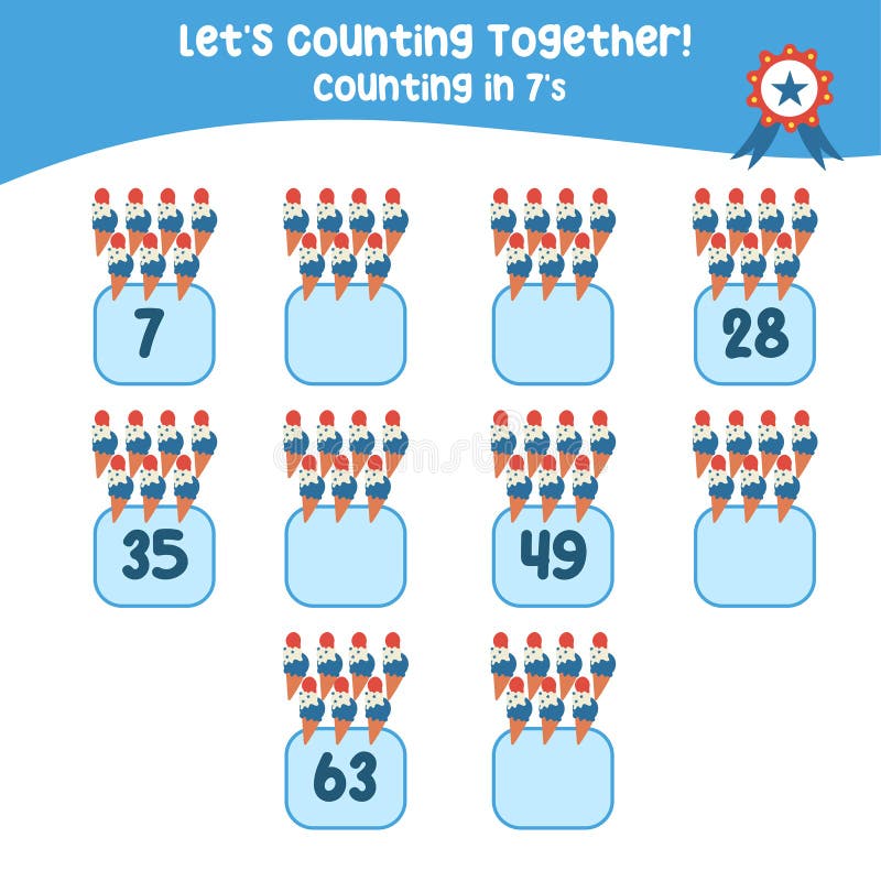 Math activity, count and write the missing numbers royalty free illustration