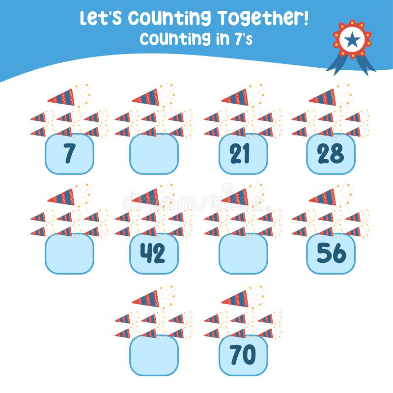 Math activity, count and write the missing numbers royalty free illustration