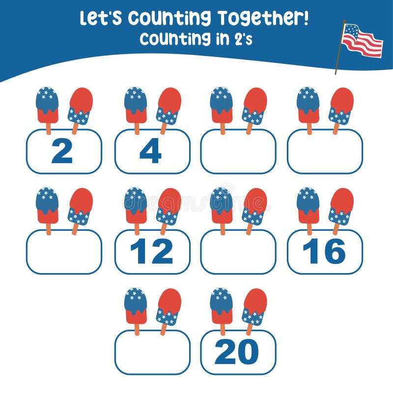 Math activity, count and write the missing numbers royalty free illustration