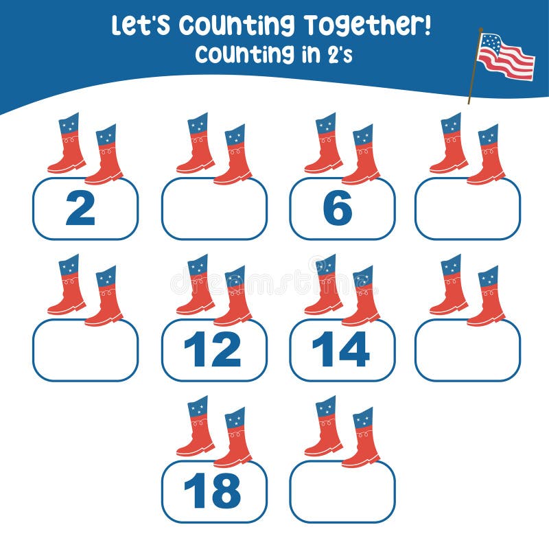 Math activity, count and write the missing numbers stock illustration