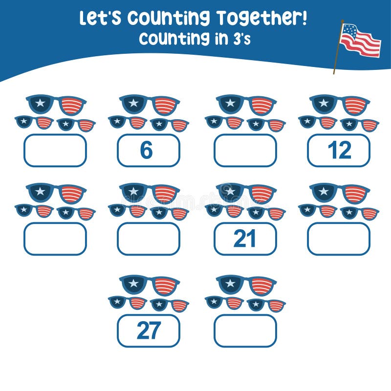 Math activity, count and write the missing numbers vector illustration